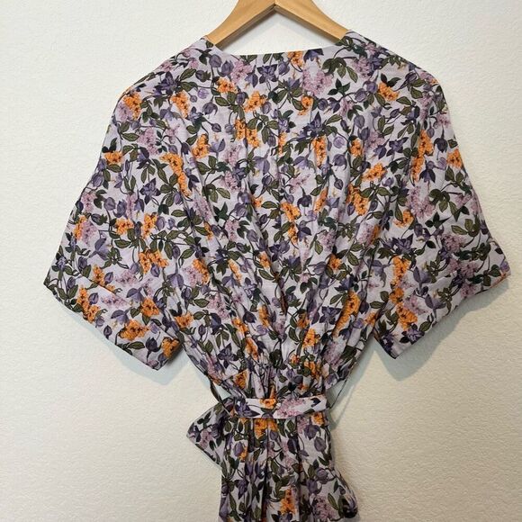 Vince Wisteria Vine Dress Short Sleeve Floral Women Small - Picture 4 of 7